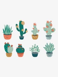 8 Grands Stickers Cactus Vert / Multicolore - Vertbaudet