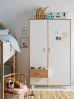 Armoire 2 Portes + 2 Tiroirs LIGNE HOPLA Blanc - Vertbaudet -Enfants Meubles Magasin armoire 2 portes 2 tiroirs ligne hopla 2