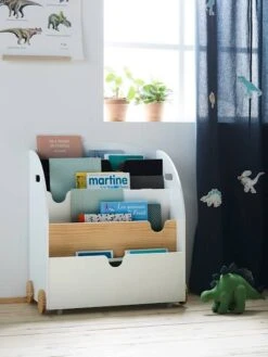 Etagère Pour Livres à Roulettes LIGNE SCHOOL Rose - Vertbaudet -Enfants Meubles Magasin etagere pour livres a roulettes ligne school 3