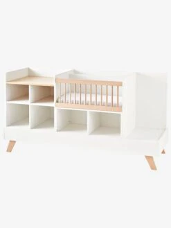 Lit Combiné 4 En 1 évolutif Avec Rangements Et Table à Langer COMBINID Blanc / Bois - Vertbaudet -Enfants Meubles Magasin lit combine 4 en 1 evolutif avec rangements et table a langer combinid 3