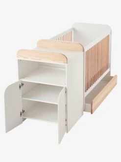 Lit Combiné évolutif Avec Rangements Et Table à Langer LIGNE ECLIPSE Blanc / Bois - Vertbaudet -Enfants Meubles Magasin lit combine evolutif avec rangements et table a langer ligne eclipse 2