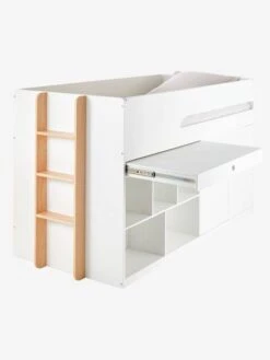 Lit Mi Hauteur Avec Bureau Coulissable Combiné CAMELEO Blanc Mate - Vertbaudet -Enfants Meubles Magasin lit mi hauteur avec bureau coulissable combine cameleo 5