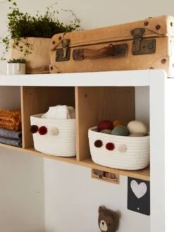 Lot De 2 Paniers En Corde à Pompons Beige - Vertbaudet -Enfants Meubles Magasin lot de 2 paniers en corde a pompons 3