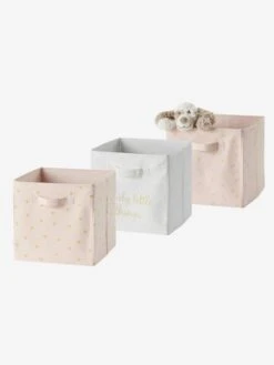 Lot De 3 Bacs De Rangement Lovely Rose Poudré Imprimé - Vertbaudet