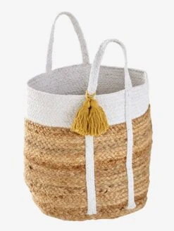 Panier En Jute Avec Fils Lurex Marguerite Blanc - Vertbaudet
