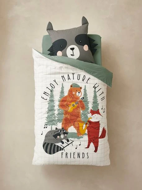 Parure Housse De Couette + Taie D'oreiller Enfant En Coton Bio* FOREST BAND écru / Multicolore - Vertbaudet 4 Parure Housse De Couette + Taie D'oreiller Enfant En Coton Bio* FOREST BAND écru / Multicolore - Vertbaudet – Image 2