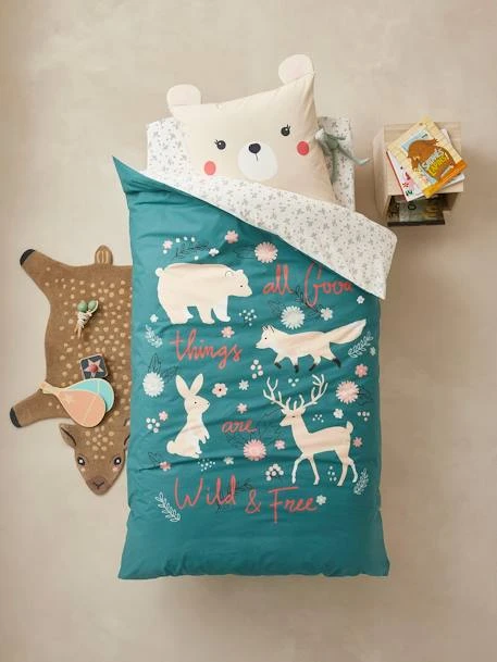 Parure Housse De Couette + Taie D'oreiller Enfant En Coton Bio* NATURE SAUVAGE Bleu - Vertbaudet 3 Parure Housse De Couette + Taie D'oreiller Enfant En Coton Bio* NATURE SAUVAGE Bleu - Vertbaudet