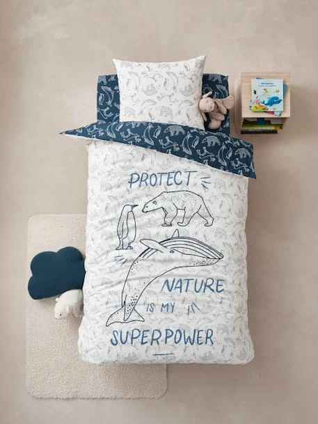 Parure Housse De Couette + Taie D'oreiller Enfant En Coton Bio* Ô MA BANQUISE Marine / écru - Vertbaudet 3 Parure Housse De Couette + Taie D'oreiller Enfant En Coton Bio* Ô MA BANQUISE Marine / écru - Vertbaudet
