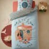 Parure Housse De Couette + Taie D'oreiller Enfant GIPSY ROULOTTE Bleu - Vertbaudet -Enfants Meubles Magasin parure housse de couette taie doreiller enfant gipsy roulotte