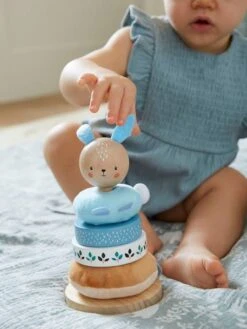 Pyramide à Empiler Tissu Et Bois FSC® Bleu - Vertbaudet -Enfants Meubles Magasin pyramide a empiler tissu et bois fsc 2