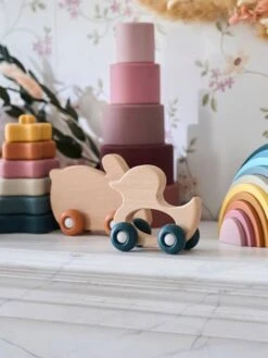 Set De 2 Animaux à Roulettes En Bois Et Silicone Orange - Vertbaudet -Enfants Meubles Magasin set de 2 animaux a roulettes en bois et silicone 2
