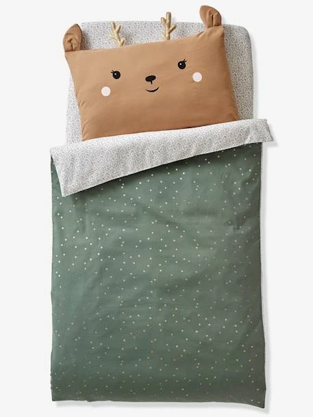 Taie D'oreiller Bébé Biche GREEN FOREST Beige - Vertbaudet 4 Taie D'oreiller Bébé Biche GREEN FOREST Beige - Vertbaudet – Image 2