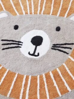 Tapis Rond Lavable Lion Gris / Orange - Vertbaudet -Enfants Meubles Magasin tapis rond lavable lion 3